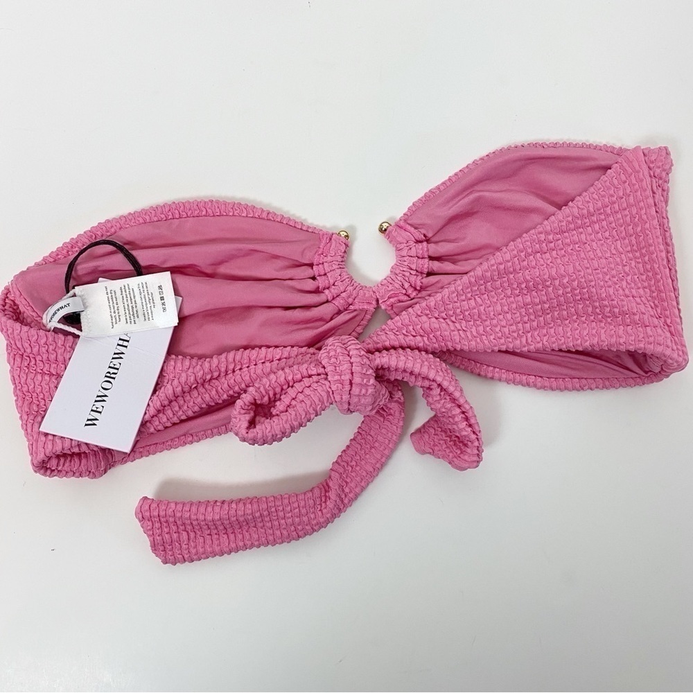 WeWoreWhat U-Ring Bandeau Pink Bikini Swim Top - Picture 4 of 5
